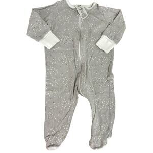 Gerber Gray Dot Long Sleeve Zipper Footie Sleeper Size 0-3 Months